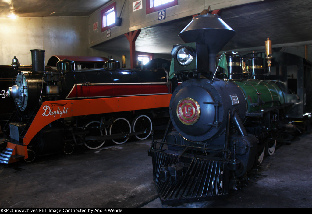 SP Daylight Pacific No. 1956 "Melody Ranch Special" and RGS Atlantic No. 12 "Gracy" in the Whiskey River roundhouse