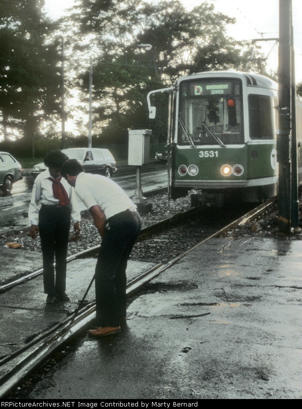 MBTA 3531 With One Headlight Burned Out