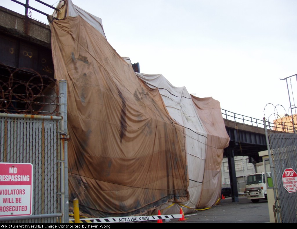 Tarp on the viaduct for renovation work