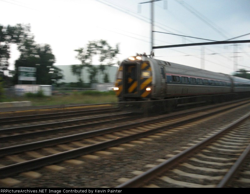Amtrak Cab Car in the rain