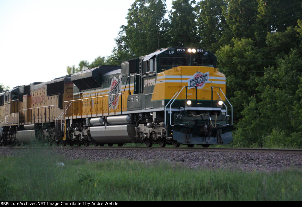 UP 1995 flies through in the lingering light of a late spring evening