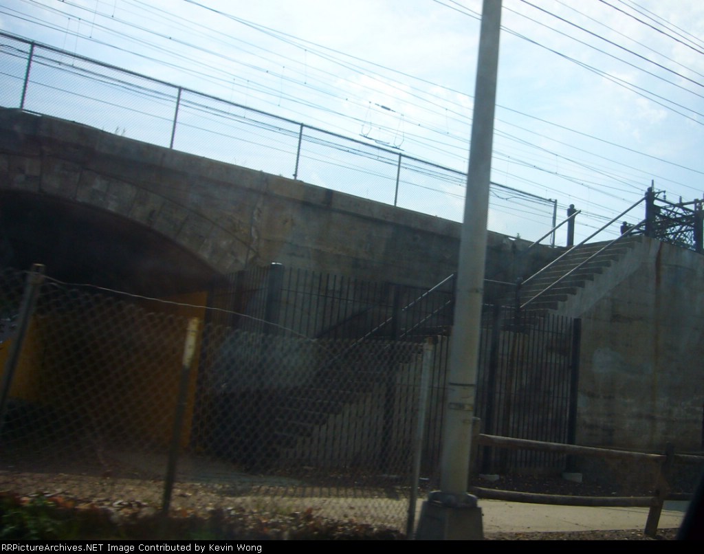 Staircase and former tunnel underpass at former NJT Harrison station