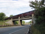070908013 Westbound CP 2816 steam excursion crosses over Highway 55