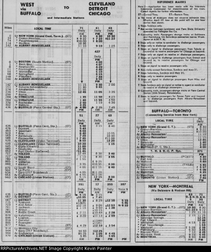 PC ex-NYC side timetable 3-3-71