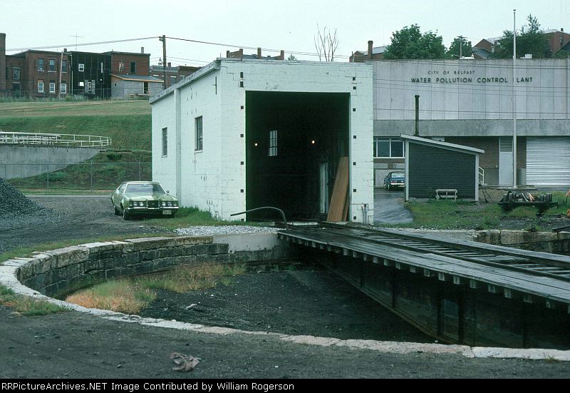 View of Belfast and Moosehead Lake Railroad Armstrong Turntable and Engine House