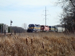 Westbound #487 in the East Siding awaiting a new crew
