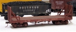 Southern 301227, 36' pulpwood rack, S Scale, scratchbuilt from styrene by Jim Shall, displayed by Fred Tolhurst