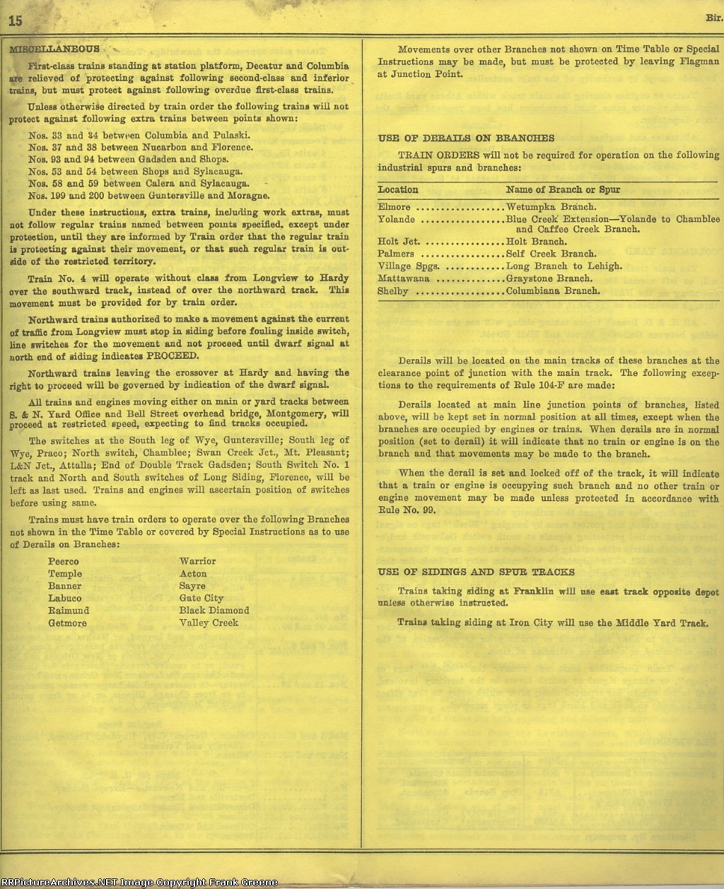L&N Birmingham Division, Timetable No. 229, October 28, 1962 - Pg. 15