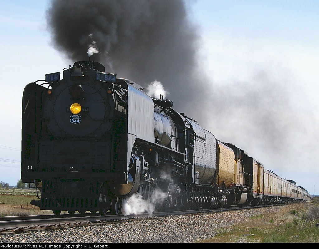 UP 4-8-4 844 rolls at 63 mph