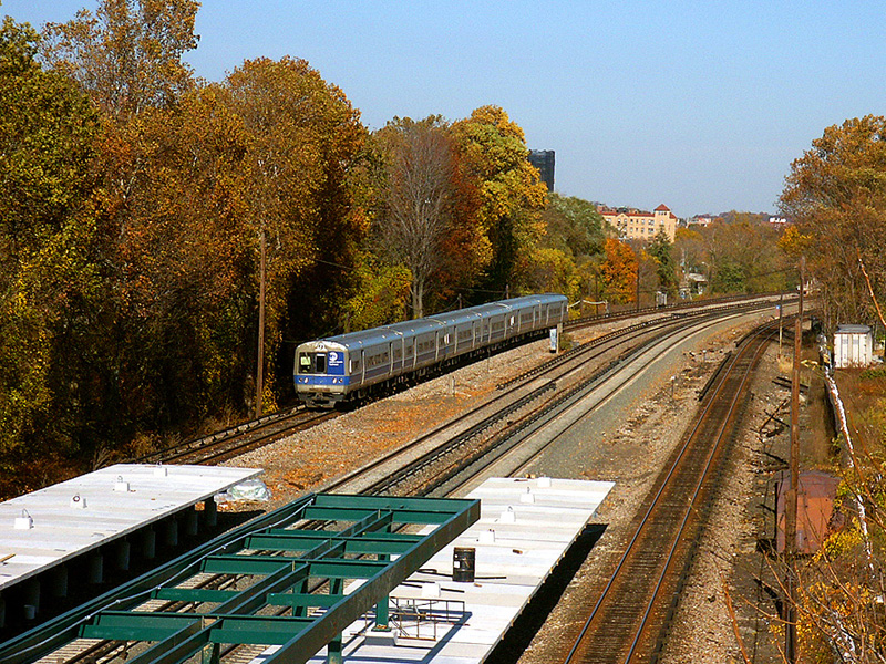 New York-Bound Train Approaching Wakefield Station