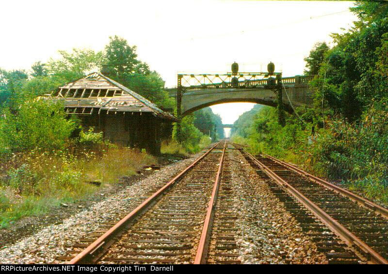 Looking west with Greendel station.