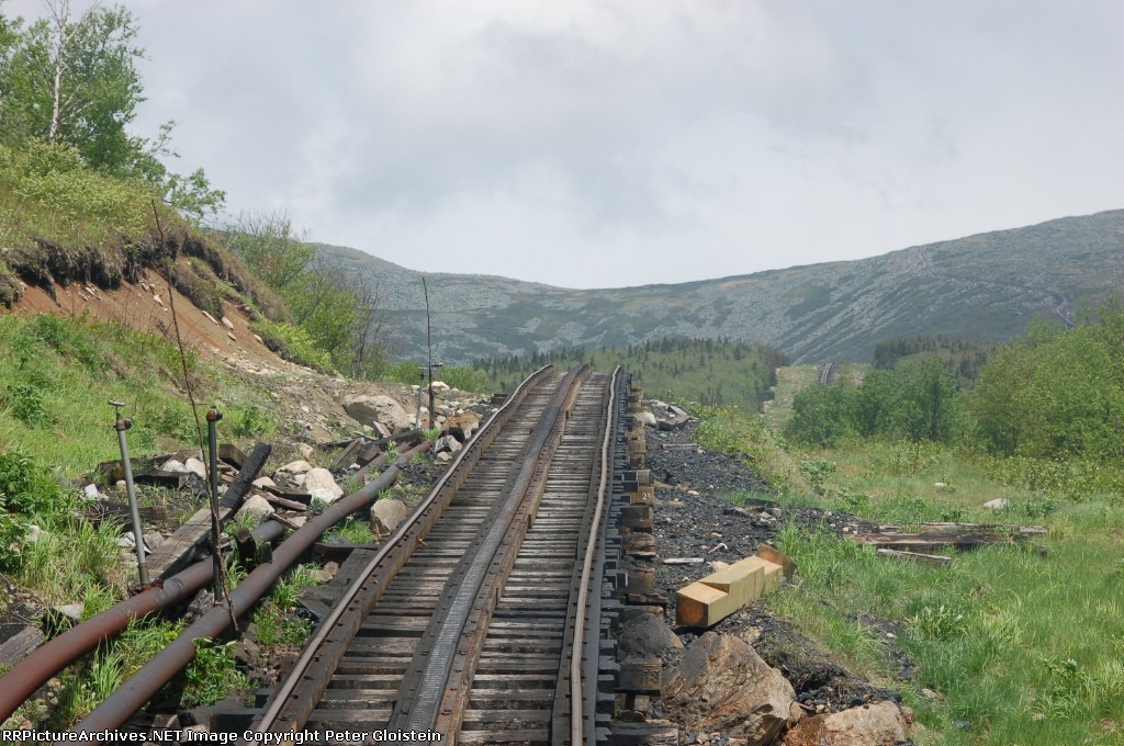 Looking up the mountain