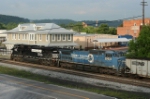 NS EB coal train waiting for crew by the Virginian depot