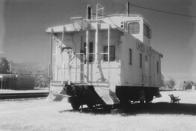 UP caboose on Infared film.