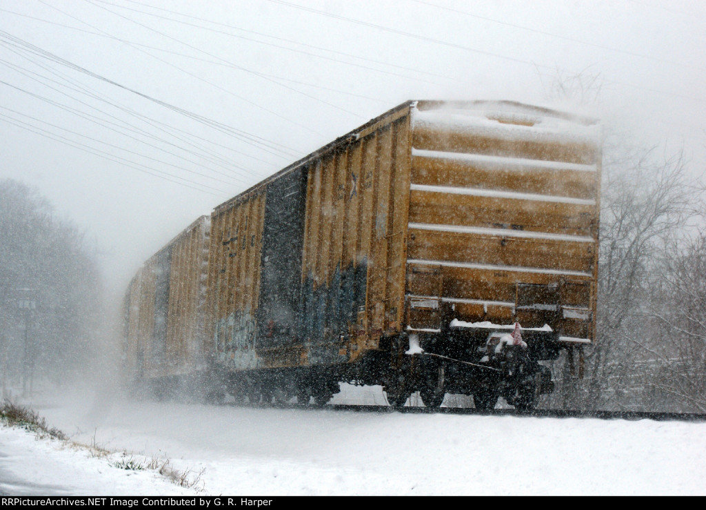 793 - whiteout conditions in late March!!!  Rear of the H74425 disappears into the snow