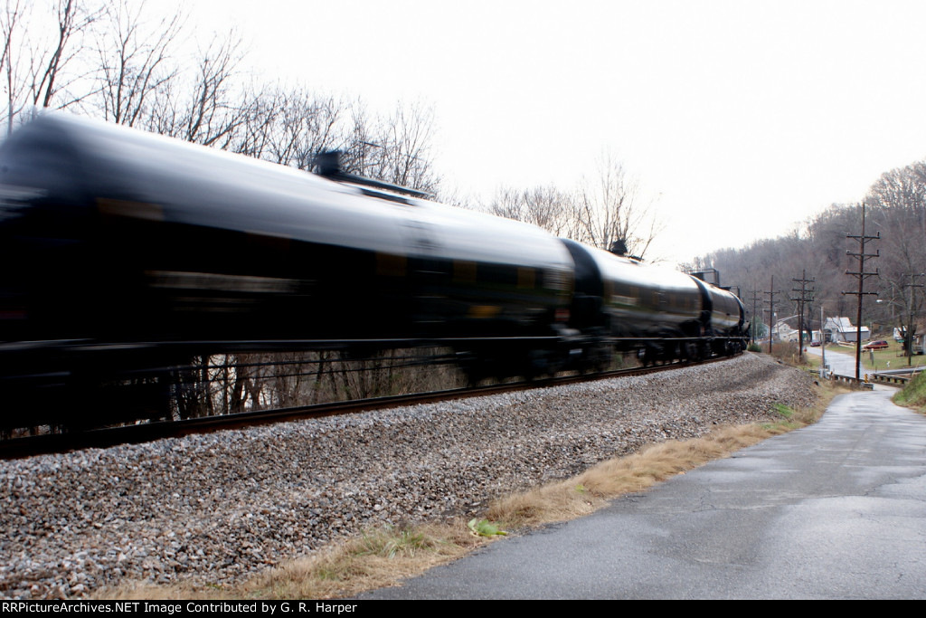 670 - Oil tank cars on the K08005, the very first oil train en route to the new tranloading facility in Yorktown, VA   www.paapl.com