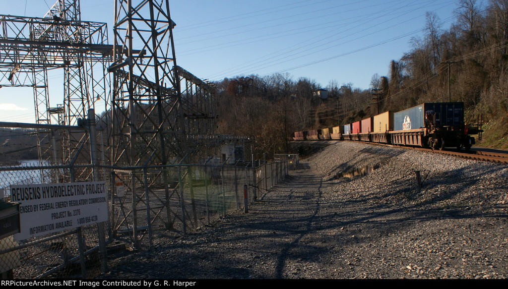 659 - The rear of sporadic, seasonal train Q12223 passes the transformer yard