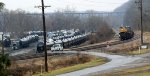 Concrete tie pick up train and Appalachian Rail Car switcher