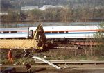 Conrail derailed cars switching well Amtrak was coming through yard