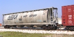 NM 118963. Custom painted and weathered Intermountain cylindrical covered hopper, as used by the NdeM
