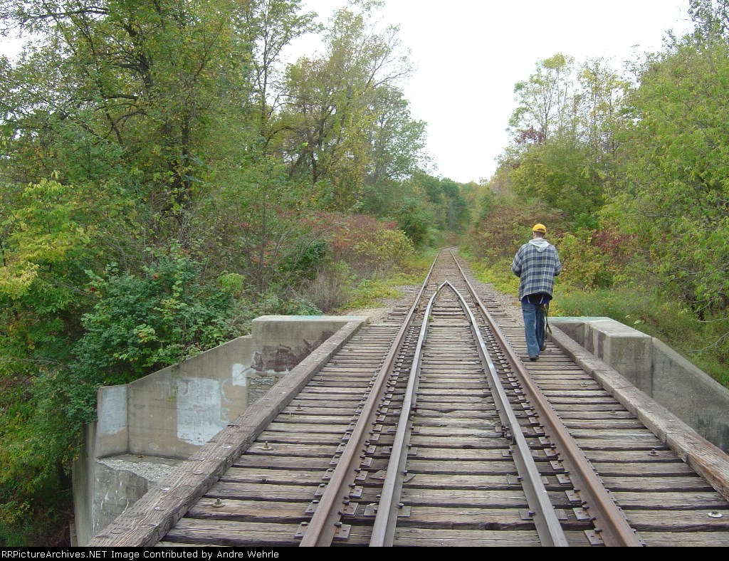 J on the Duck Creek bridge