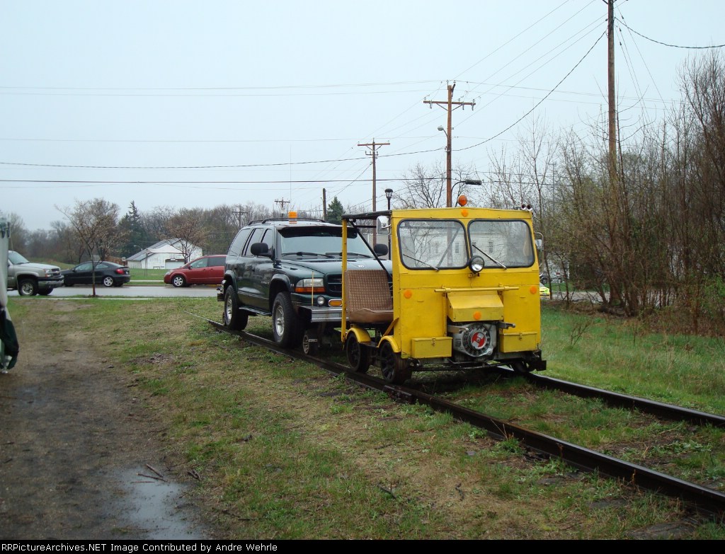The hi-rail marks the end-of-track