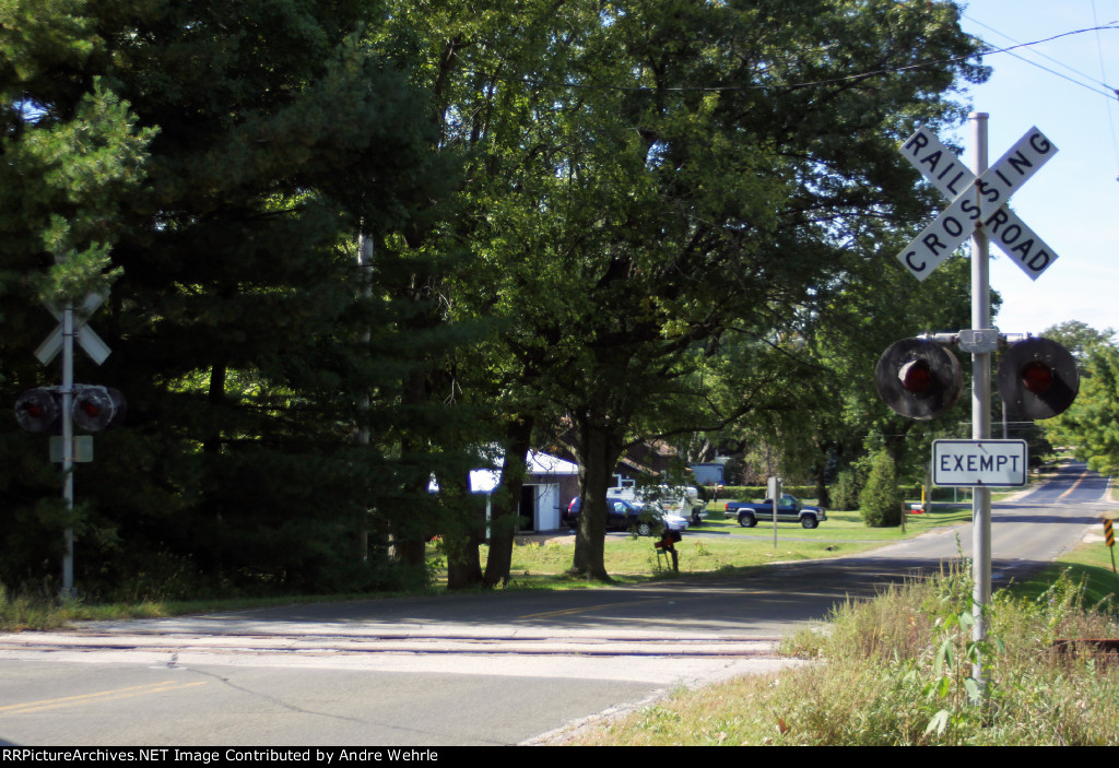 Overview of the Irish Lane crossing, looking west