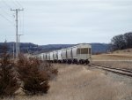 String of covered hoppers stored on the Sauk Branch along Highway 78