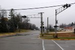 Disused railroad crossing at the intersection of Dayton & Walnut Streets