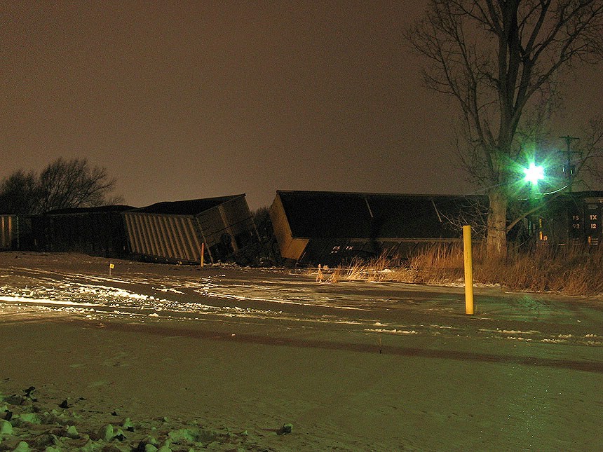 A couple cars picked the switch while shoving back on the main 