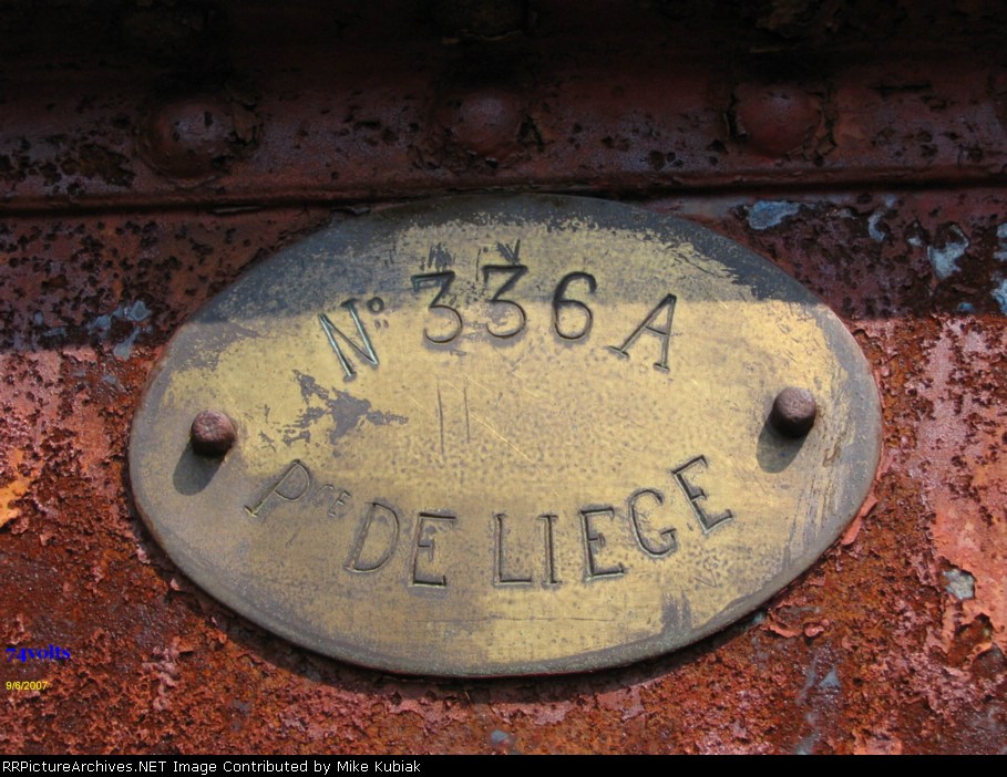 Brass plate on locomotive