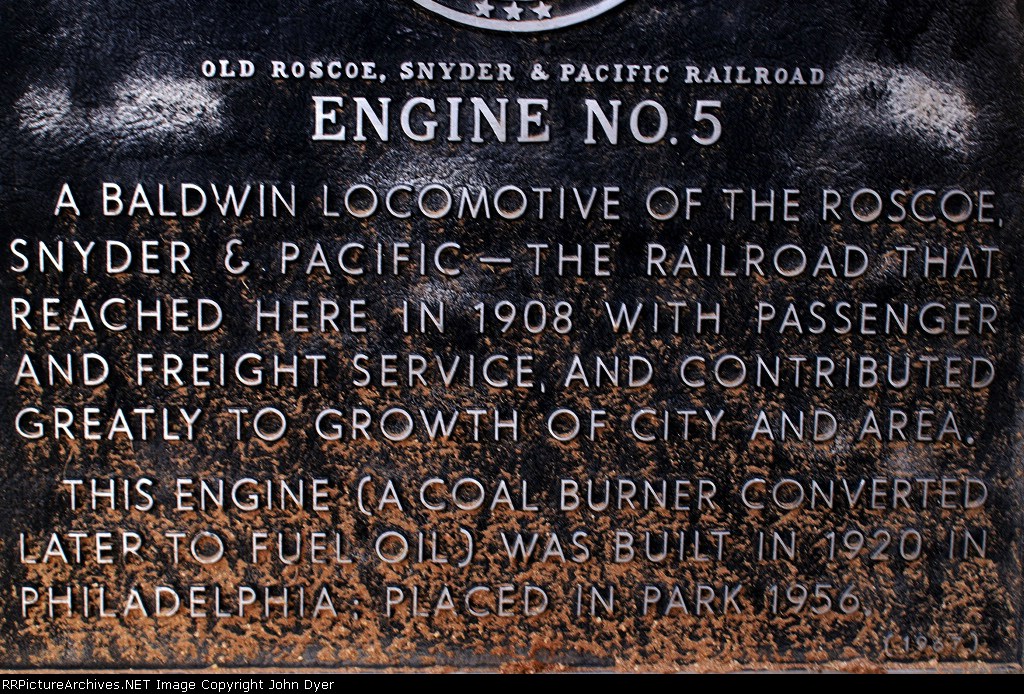 RSP 5 Historical Plaque