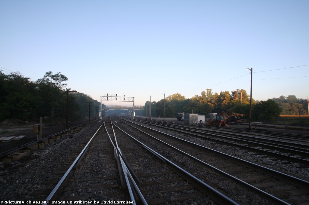 Looking west at the new signal,