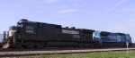 NS 8886 & 8363 back down to their train at Pomona Yard
