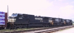 NS 8992 now trails on train P30 as it leaves Pomona Yard