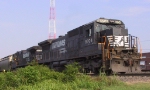 NS 8704 & 8865 lead a train down the lead towards Elm