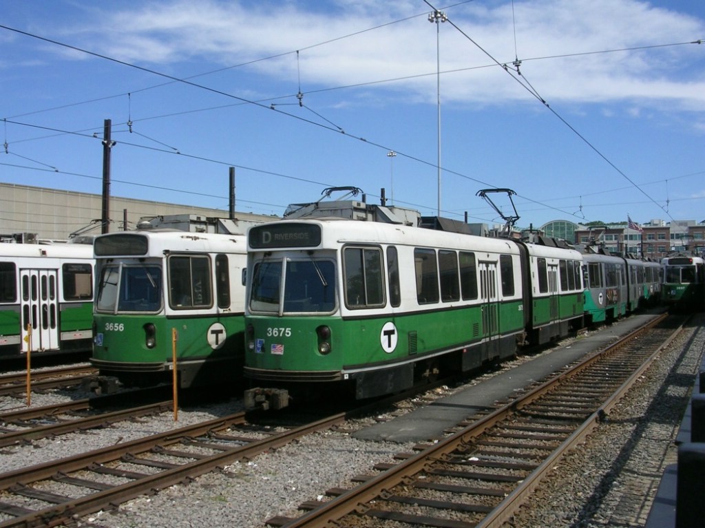 Green Line cars at the Riverside Yard
