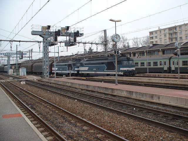 Two diesels lead a freight train