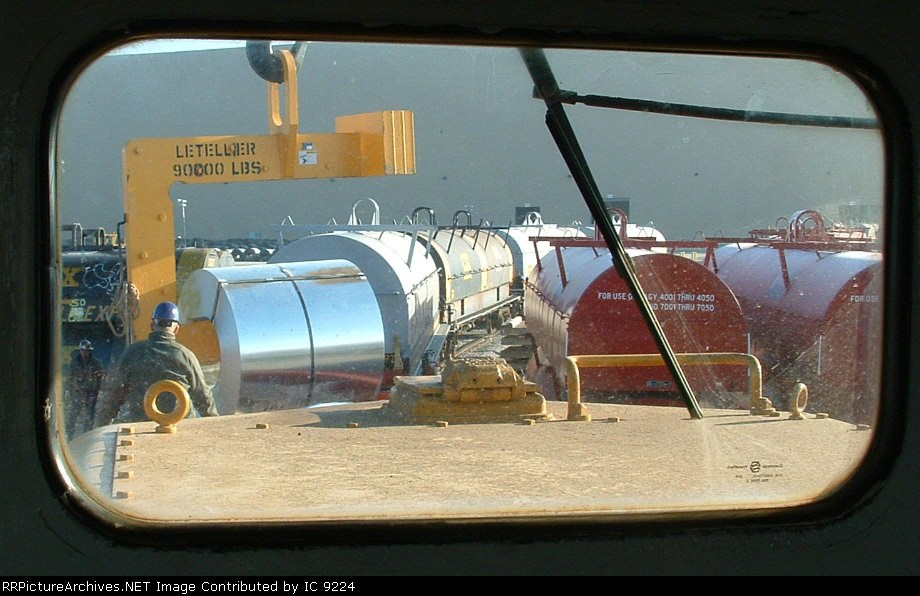 Inside looking out at loading steel