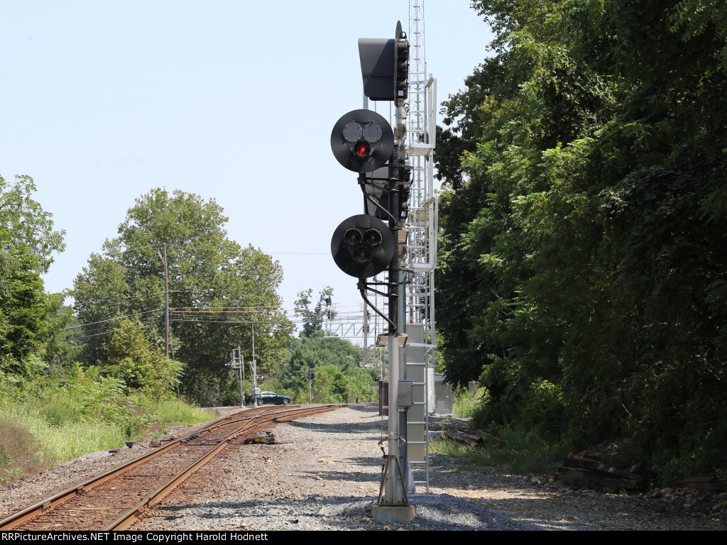 Eastbound signals (new and old)
