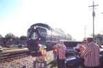 A band plays a the old Illinois Central Passenger train makes a stop in Madison, Mississippi