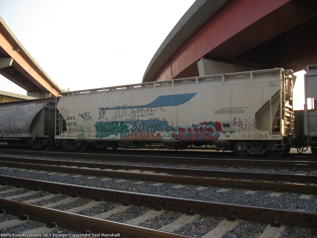 Side "B" of ACFX 45778 sitting on the siding