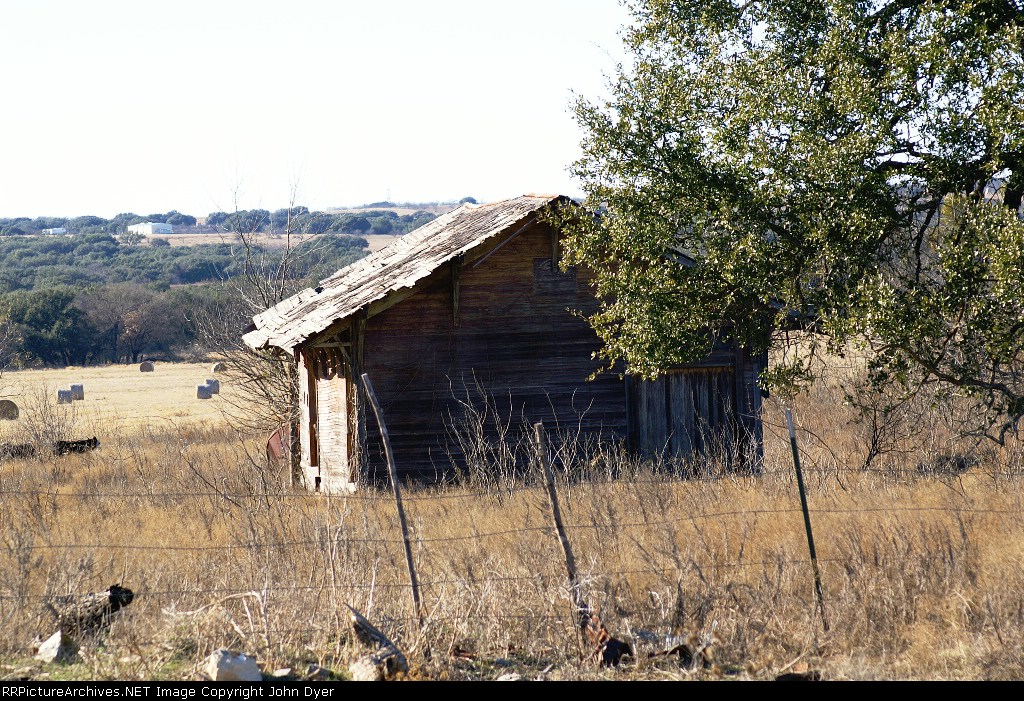 Richland Springs ATSF Depot in a pasture near Zephyr, Texas.