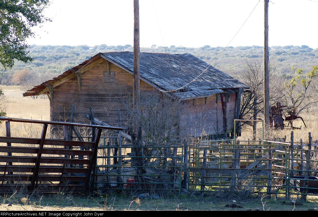 Richland Springs ATSF Depot in a pasture near Zephyr, Texas