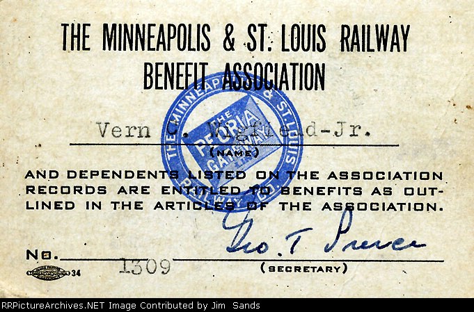 Vern's Benefit Card on the M&StL