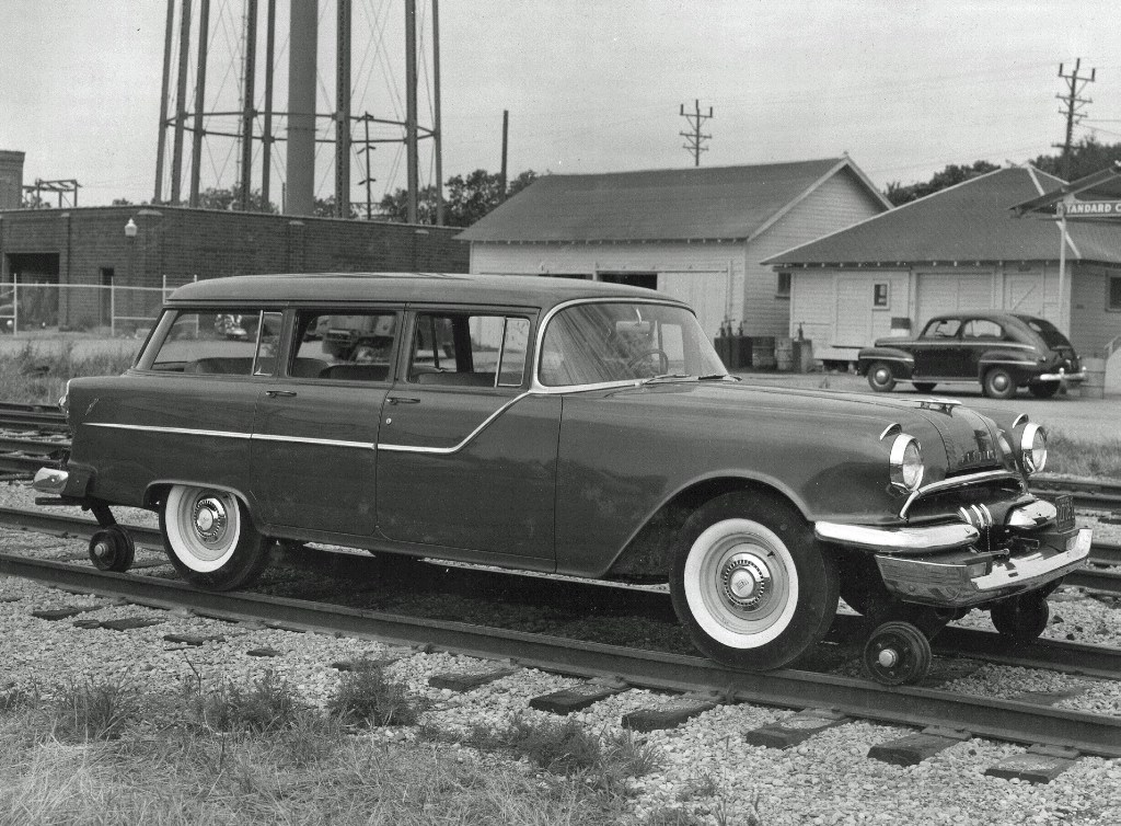 Pontiac Station Wagon with Hy-Rail equipment 