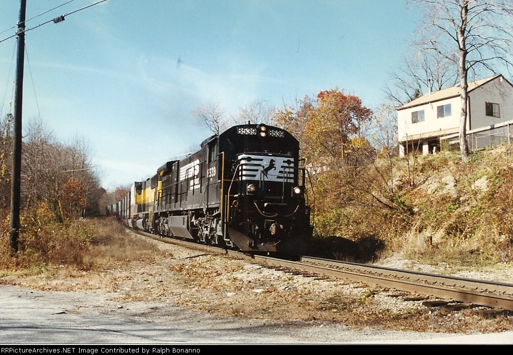Train 258 works its way toward the summit of Sparta Mountain  at Beaver Lake Road