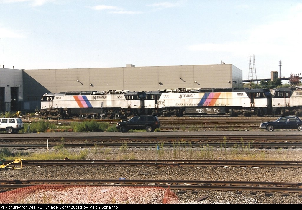 A few former Amtrak E60's now retired from NJT await their fate behind the Meadows Maint. Complex