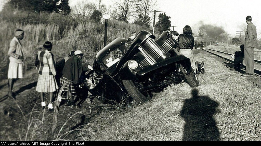 NC&STL train & pick-up truck wrecked