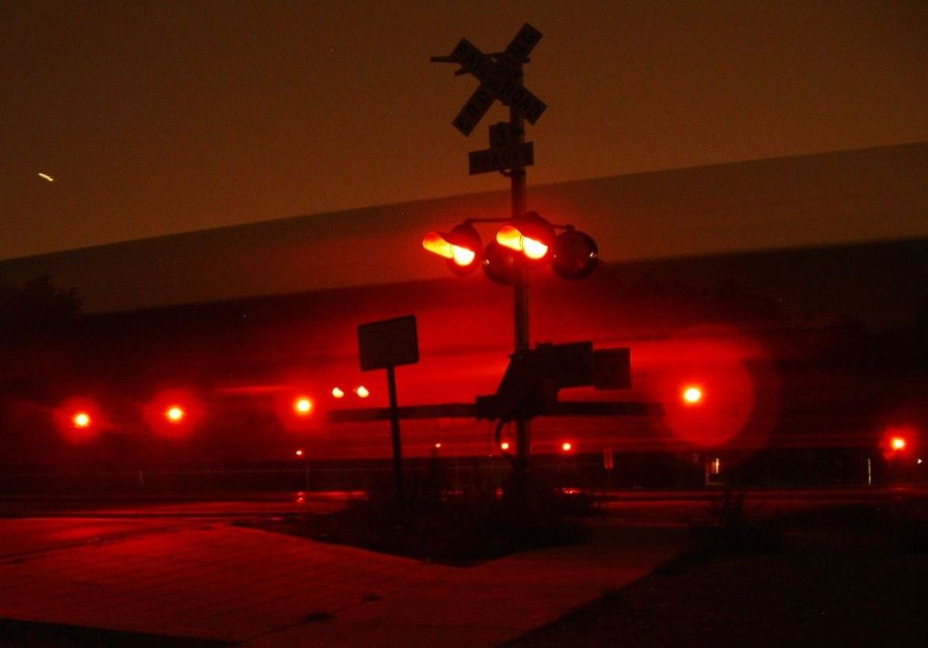 Railroad Crossing at night